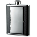 6 Oz. Bonded Leather Stainless Steel Flask w/ Cigarette Holder